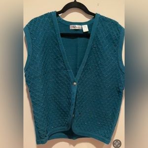 Vintage HKA Design Blue Green Button Down Vest